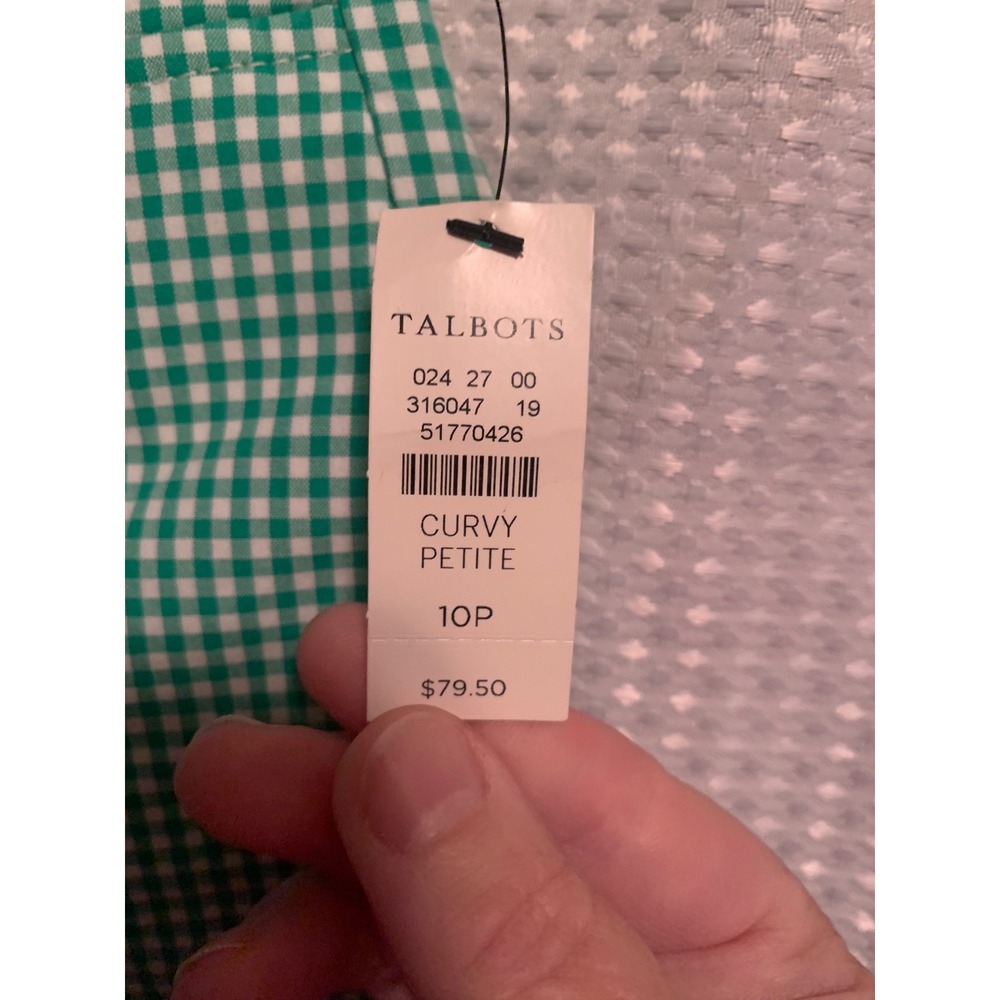 Talbots Perfect Skimmer Green Gingham Curvy Petite Slim Pedal Pusher Pants 10P - Picture 4 of 7